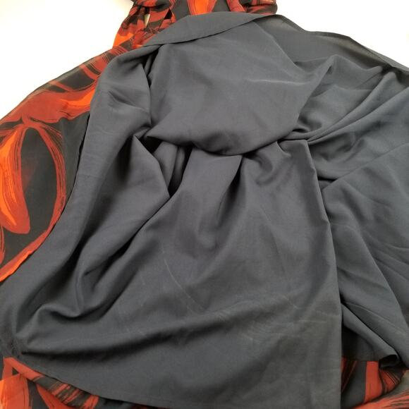 Vince Camuto Red Blue Sheer Overlay 1 Shoulder Sleeveless Tie Waist Dress 10 - Picture 6 of 7